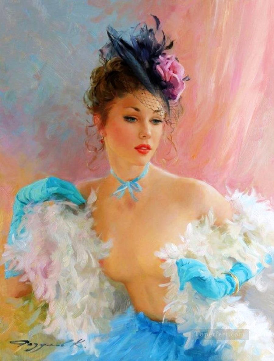 Hermosa Chica KR 038 Impresionista desnuda Pintura al óleo